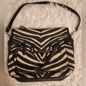 Coach Signature Stripe Zebra Print Messenger Bag Authentic